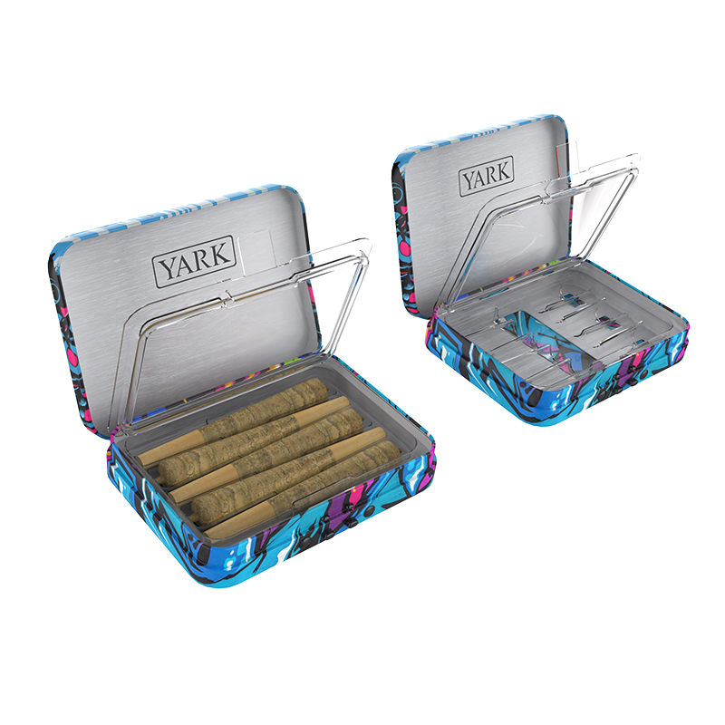 Child-Resistant Flip-Top Tin Case for Pre-Roll Joints with Airtight Blister Insert