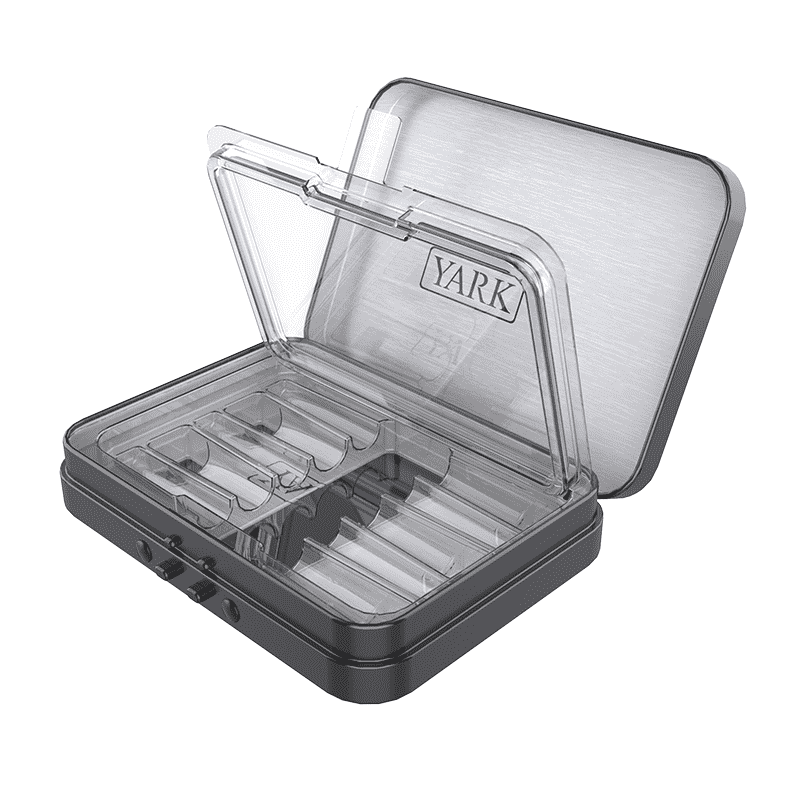 alt="transparent PVC insert tray inside child resistant pre roll tin for anti bending protection"