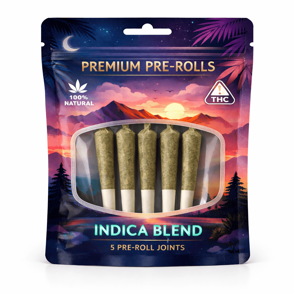 custom printed mylar bag packaging for pre rolled joints and cannabis pre rolls