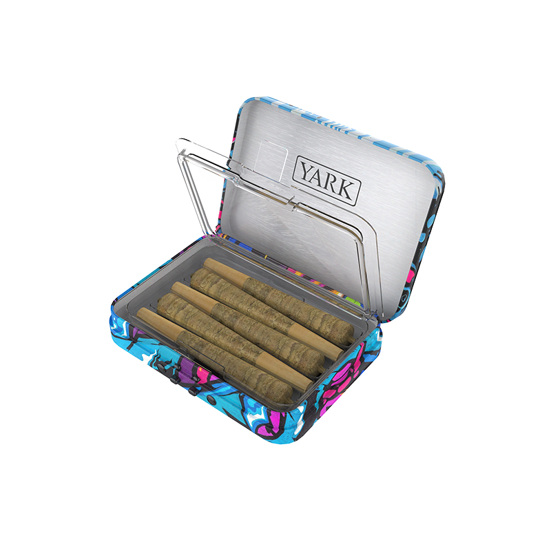 Child-Resistant Flip-Top Tin Case for Pre-Roll Joints with Airtight Blister Insert