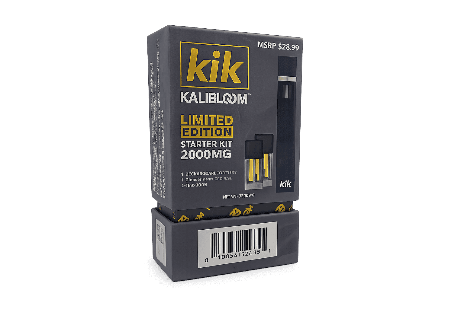 Cartridge folding carton packaging with insert for THC and CBD vape products, cost-effective retail packaging solution