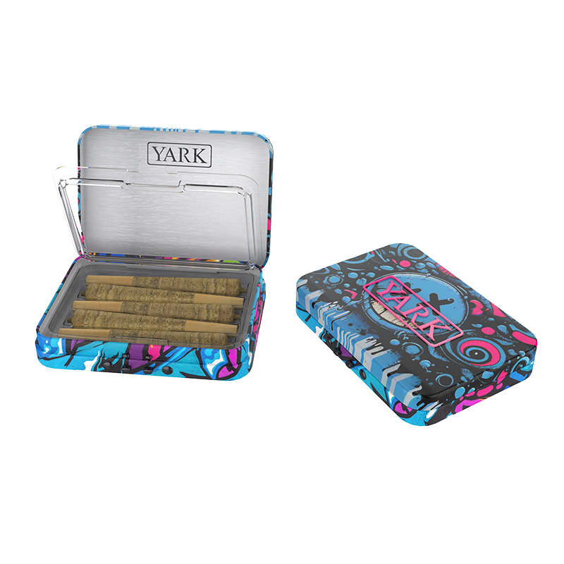 Child-Resistant Flip-Top Tin Case for Pre-Roll Joints with Airtight Blister Insert