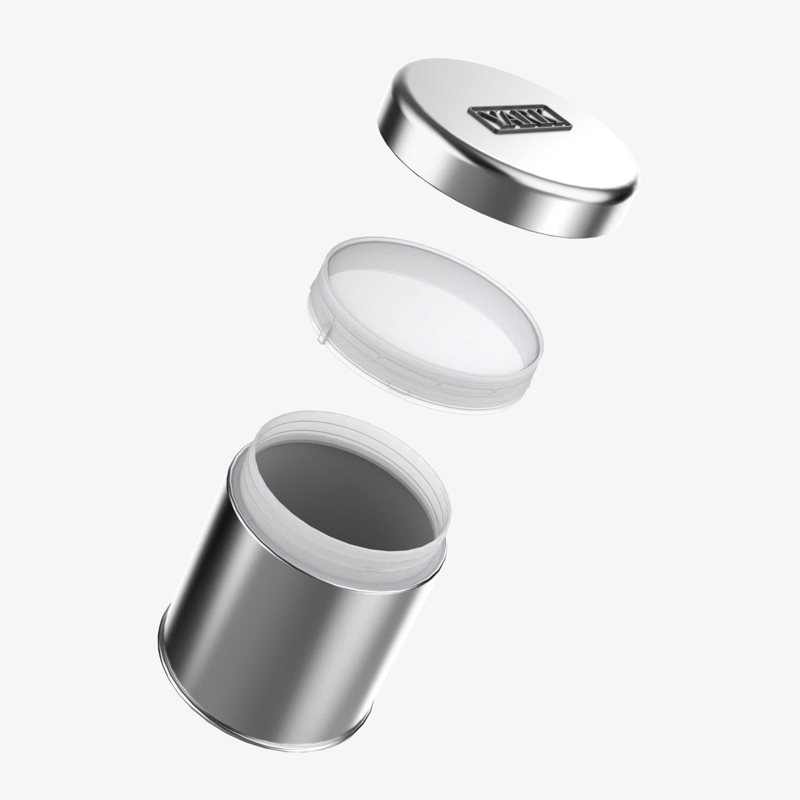 Child resistant round tin container inner seal liner exploded diagram