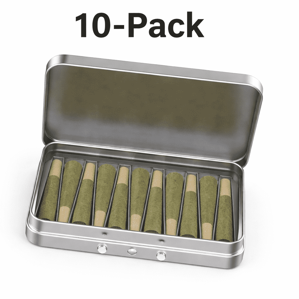 custom 10 pack metal tin pre roll packaging case for multi joint cannabis packs