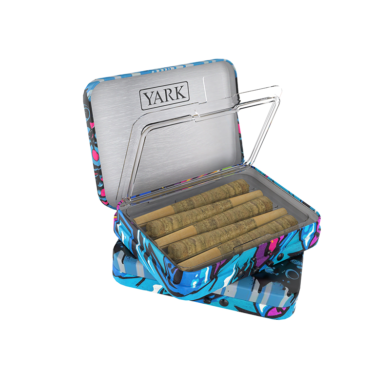 Child-Resistant Flip-Top Tin Case for Pre-Roll Joints with Airtight Blister Insert