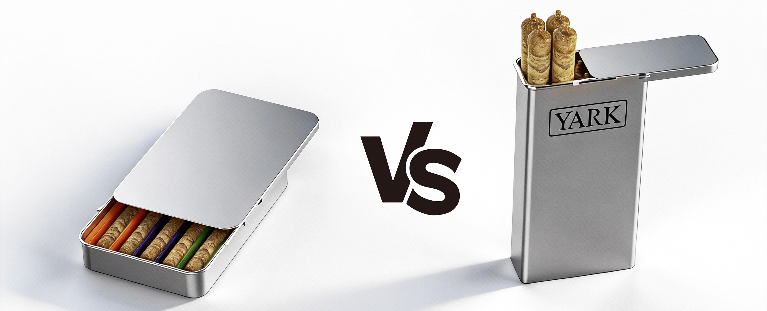 Standard sliding tin and stand-up display style sliding tin comparison