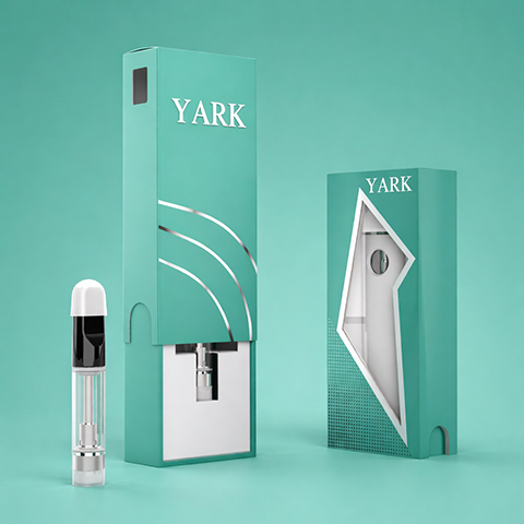 Custom vape cartridge packaging with child resistant box and insert for 510 cartridges by YARK