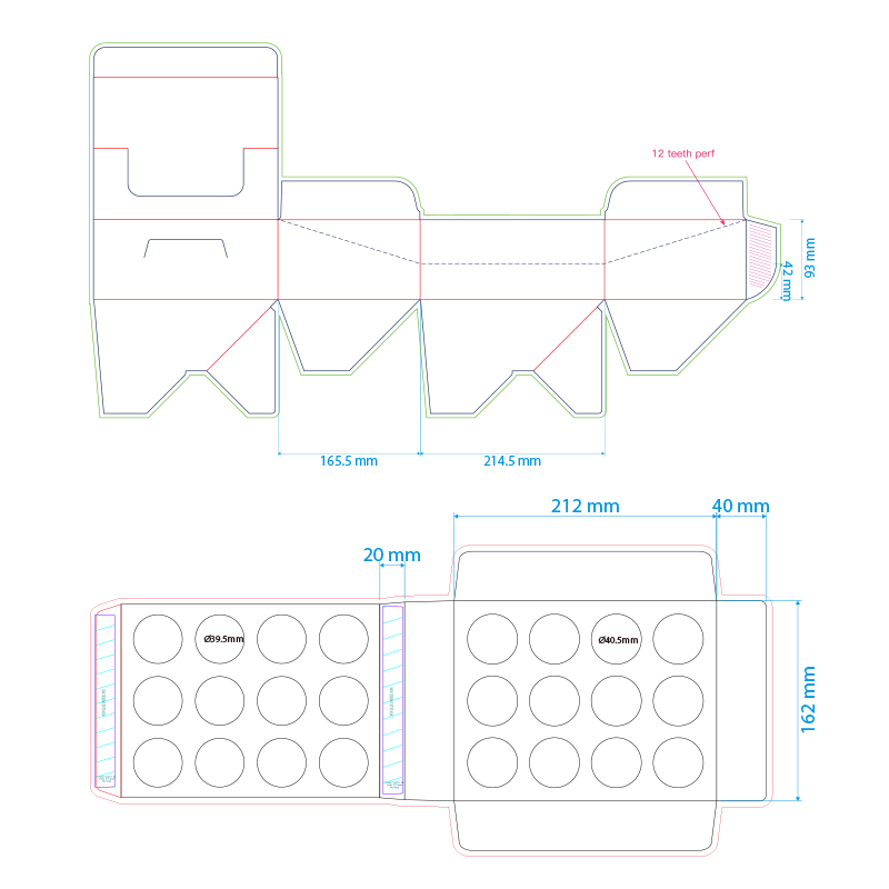 Pre roll joint pop up display box dieline