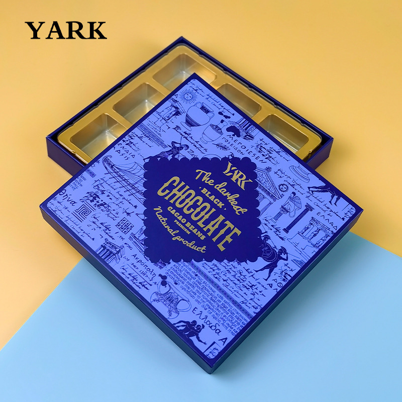 Rigid Lid and Base Chocolate Box with Gold Paper Insert (Bon Bon Packaging)