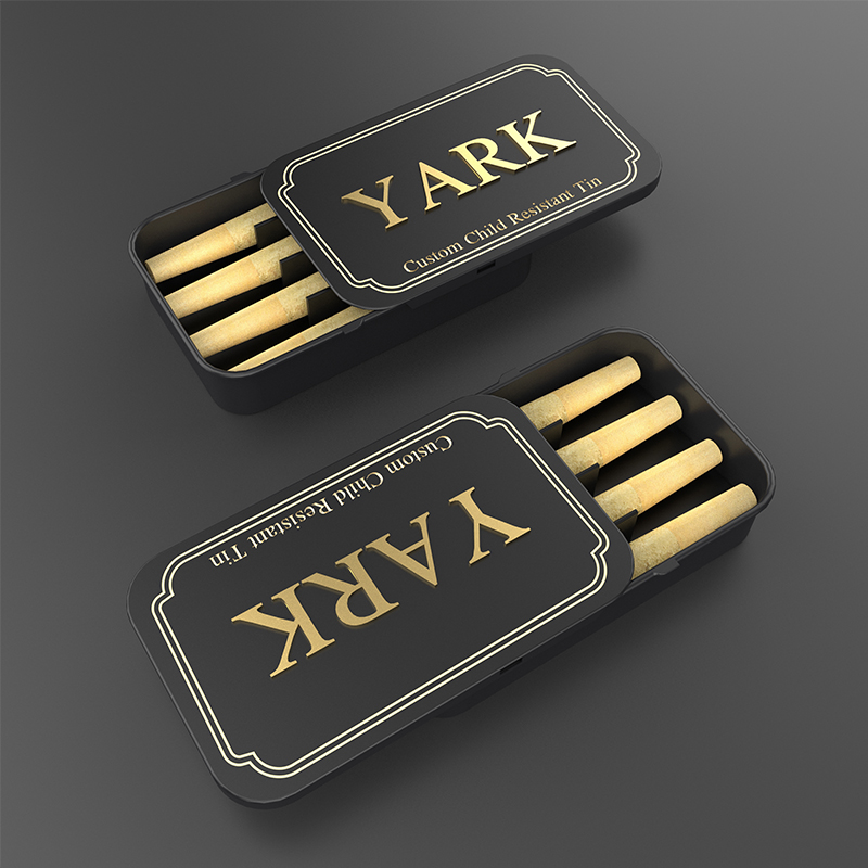 Child-Resistant Sliding Tin Case for Pre-Roll Joint Packaging (CR Certified)