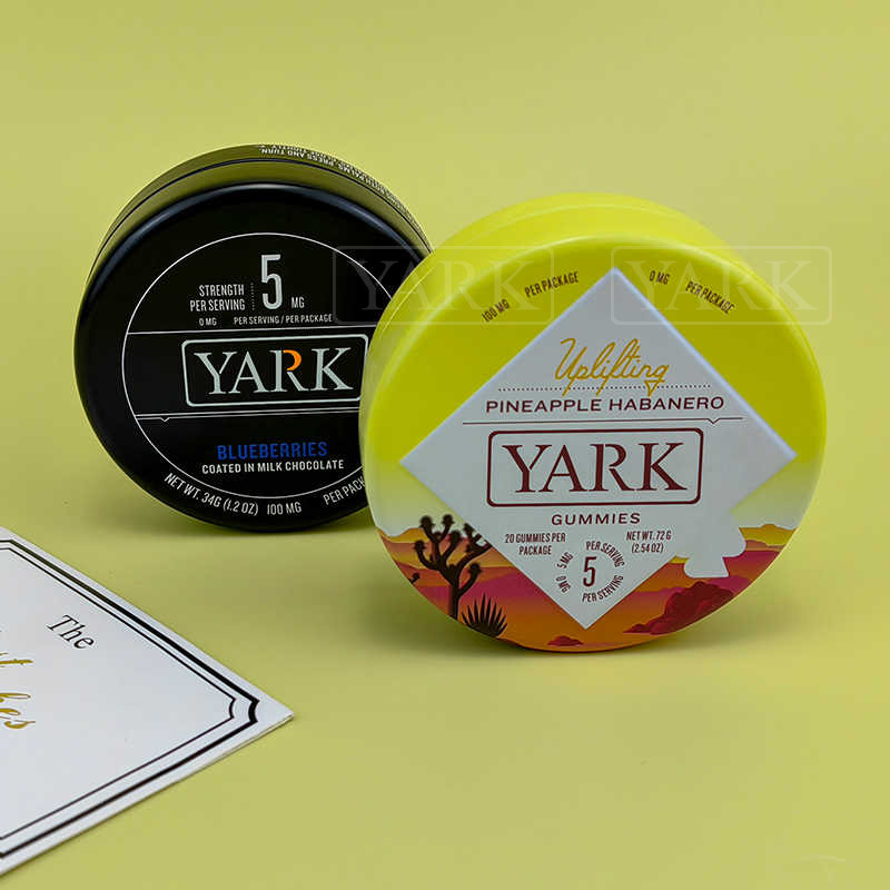 Round Child Resistant Tin Container for Edibles