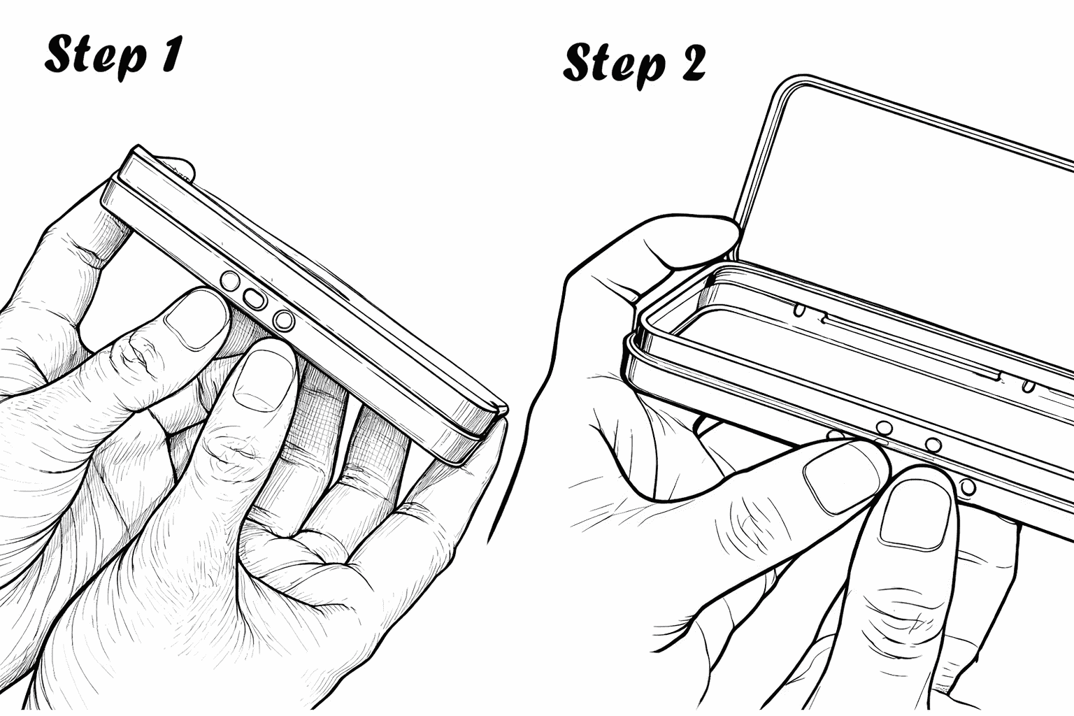 How to open a child resistant hinged tin case by pressing the lock area and lifting the flip-top lid