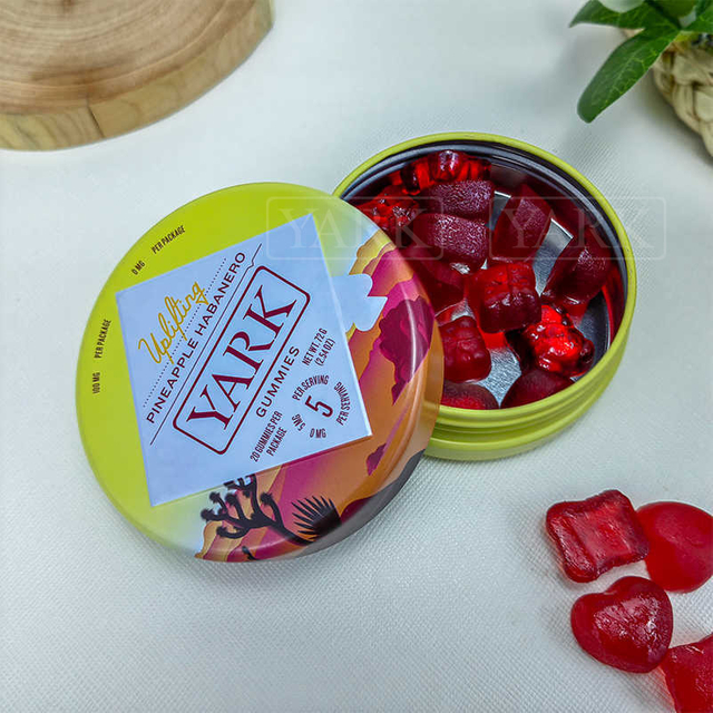 Round Child Resistant Tin Container for Edibles