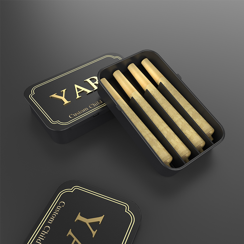 Child-Resistant Sliding Tin Case for Pre-Roll Joint Packaging (CR Certified)