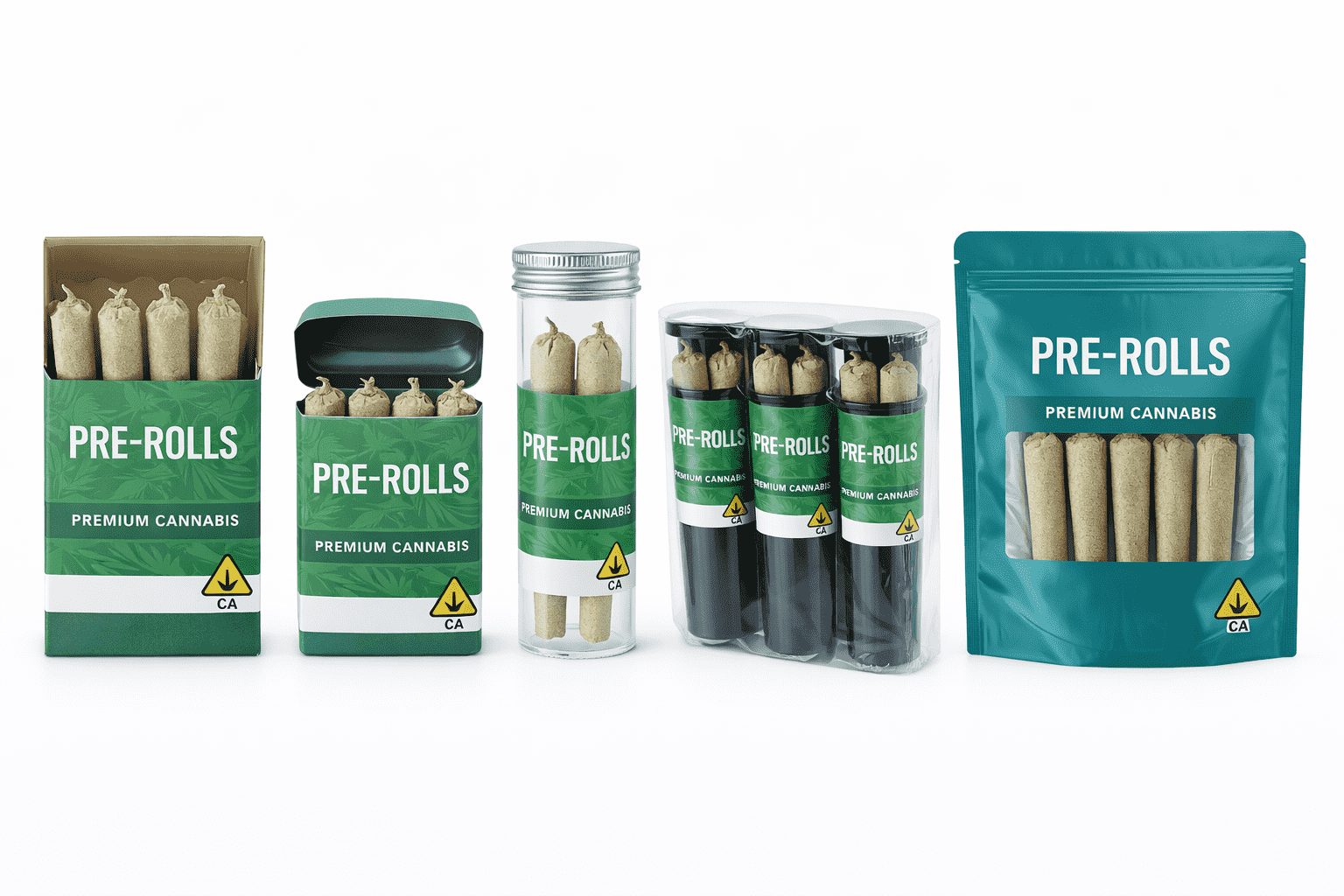Pre-roll packaging cost guide showing cardboard box tin case tube and mylar bag options