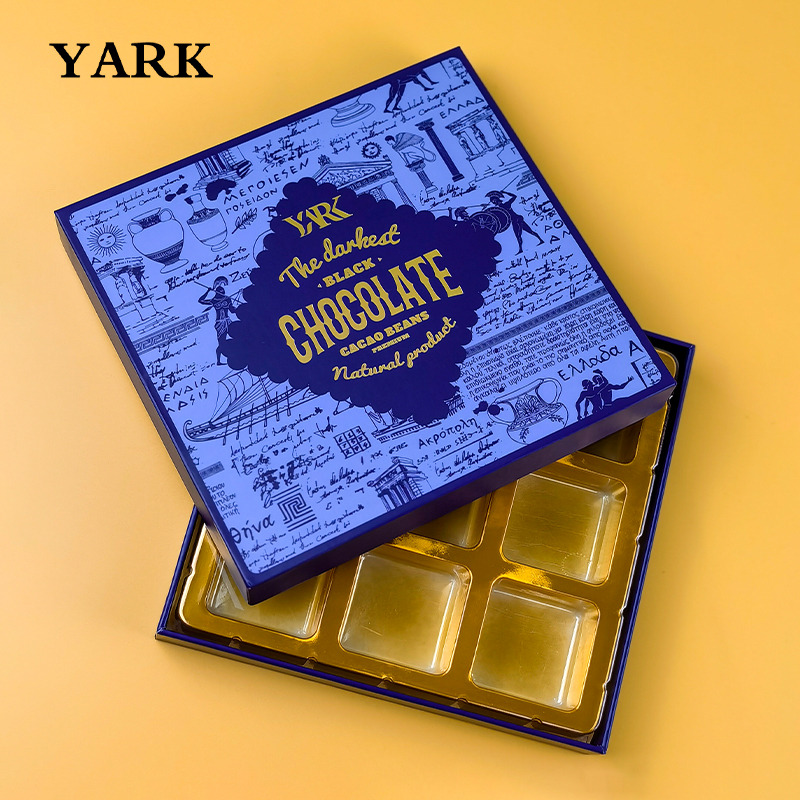 Rigid Lid and Base Chocolate Box with Gold Paper Insert (Bon Bon Packaging)