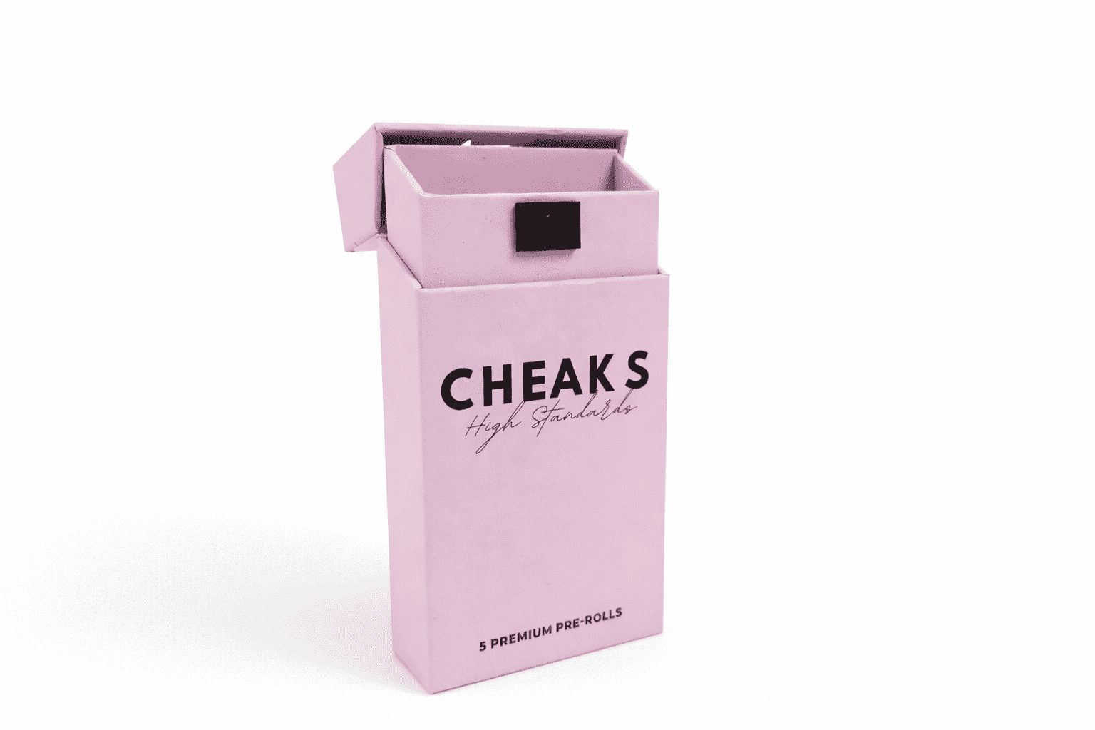 alt="custom rigid paper pre roll packaging box with magnetic flap for cannabis brand project"