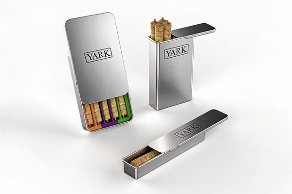 Child resistant sliding tin case with push and slide locking mechanism for pre-roll packaging