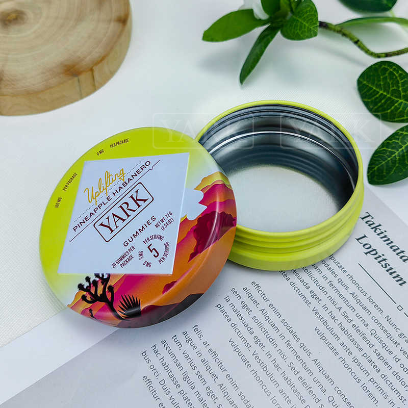 Round Child Resistant Tin Container for Edibles