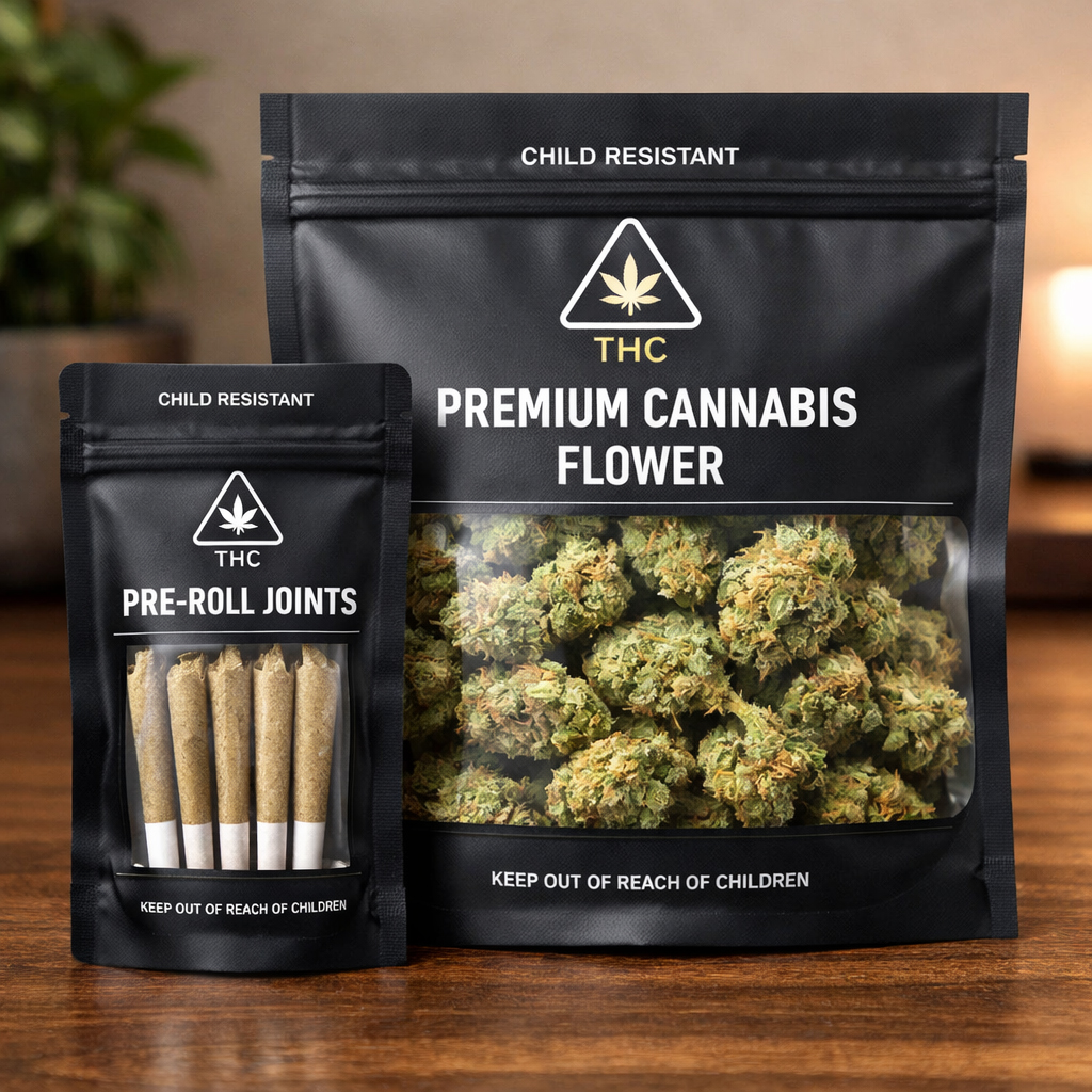 Child resistant mylar bag packaging for cannabis flower and edibles