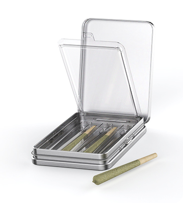 Custom child resistant tin case for cannabis pre-roll packaging multi-pack
