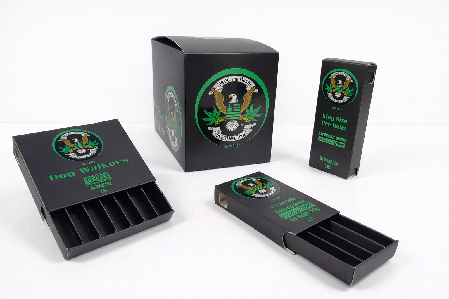 alt="custom cannabis pre roll packaging with unified branding printing finishes and multi pack formats"