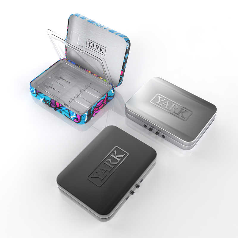 Child resistant tin case cannabis packaging with deep embossed logo premium metal finish