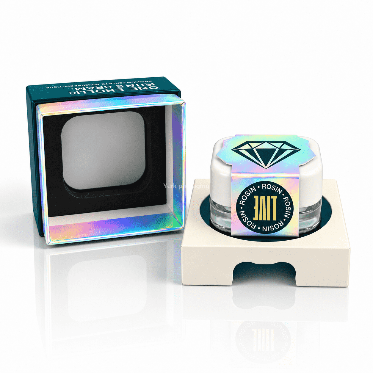 Custom Top and Base Rigid Box with Logo Cutout for Concentrate Jars