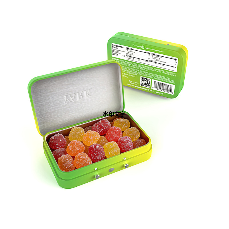 Custom Square Hinged Child-Resistant Gummy Tin Case