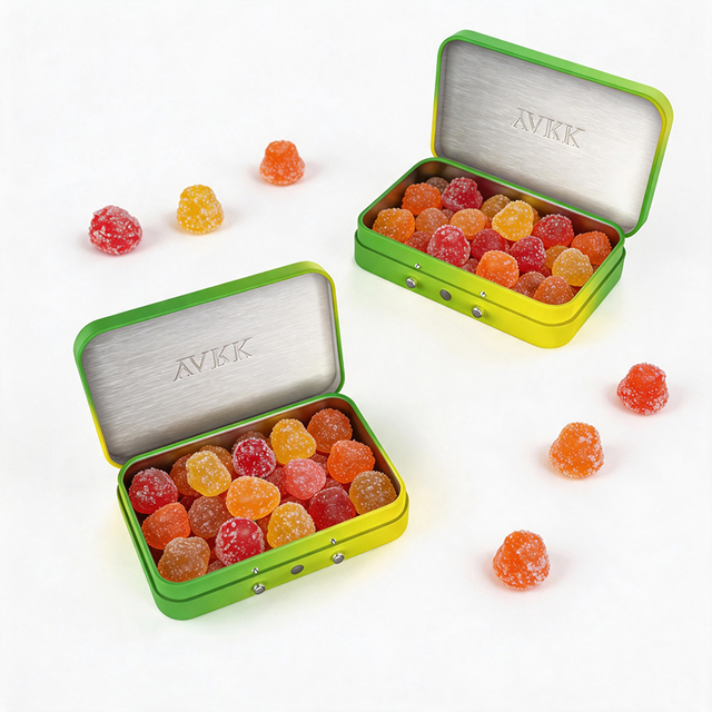 Custom Square Hinged Child-Resistant Gummy Tin Case