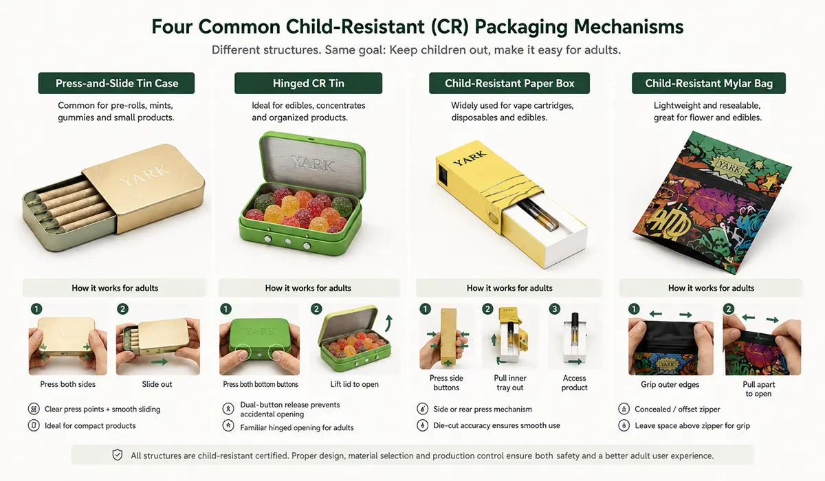 Comparison of Four Child-Resistant Packaging Mechanisms