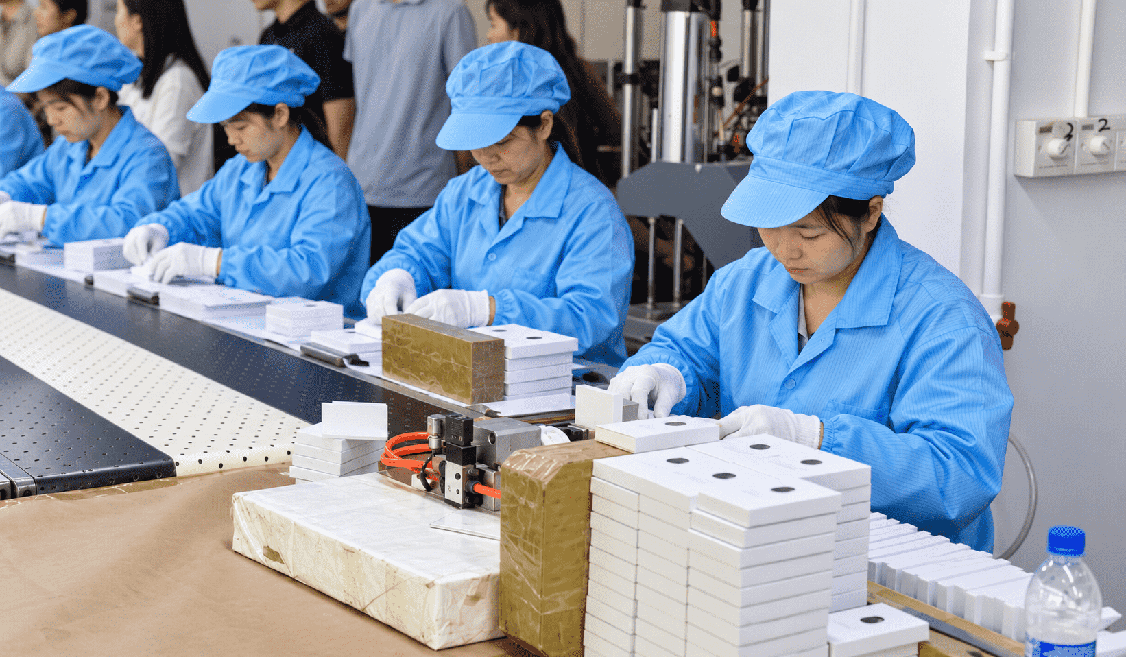 Paper packaging production line and die-cut box components